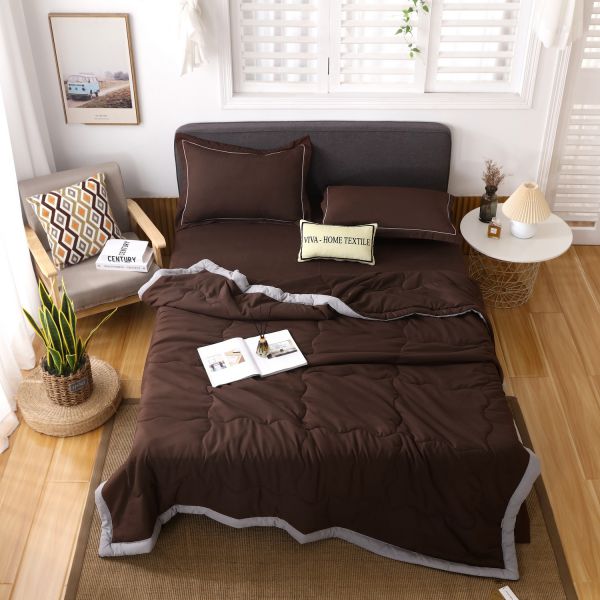 Комплект постельного белья Однотонный Сатин с Одеялом FB017