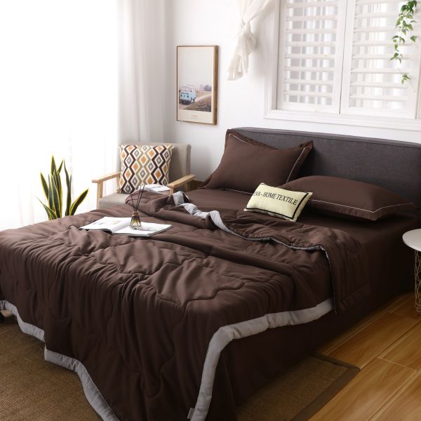 Комплект постельного белья Однотонный Сатин с Одеялом (простынь на резинке) FBR017