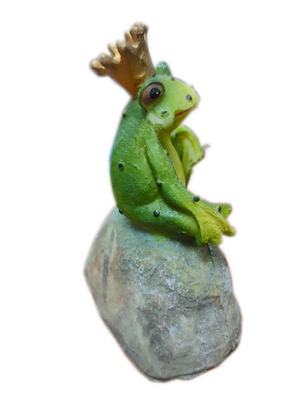 Скульптура-фигура "Лягушка на камне" 13см со звуком и датчиком движ, полист. НЕСОРТ