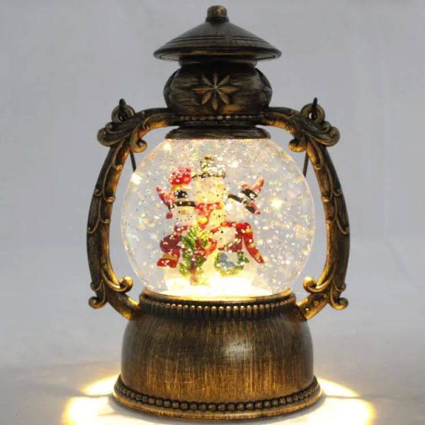 Новогодний фонарь Дед Мороз в санях Олени 21см, под бронзу