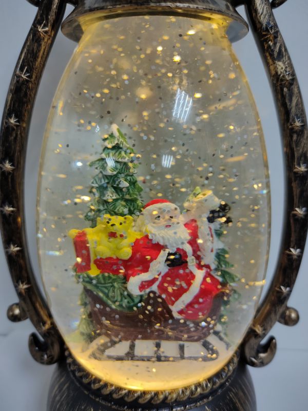 Новогодний фонарь Дед Мороз на санях с подарками, 25см, под бронзу