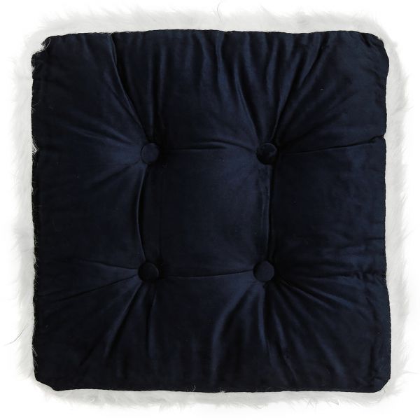 Подушка для сиденья 40х40х7см "Исландия" кант из искусственного меха, велюр цвет в ассортименте