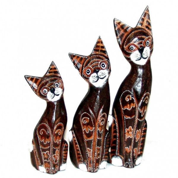 Кошки Семья 30,25,20 см, в коричневых тонах, роспись, в ассортименте