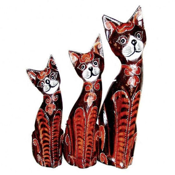 Кошки Семья 30,25,20 см, в коричневых тонах, роспись, в ассортименте