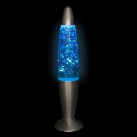 Лава лампа "Синие блестки" с глиттером, серебро 35см