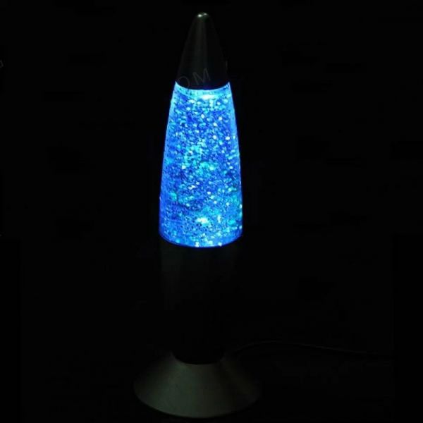Лава лампа "Синие блестки" с глиттером, серебро 35см