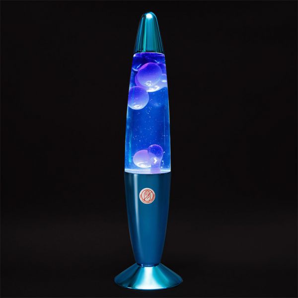 Лава лампа восковая "Синие капли", корпус серебро 35см