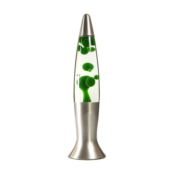 Лава лампа восковая "Зеленые капли", корпус серебро 41см