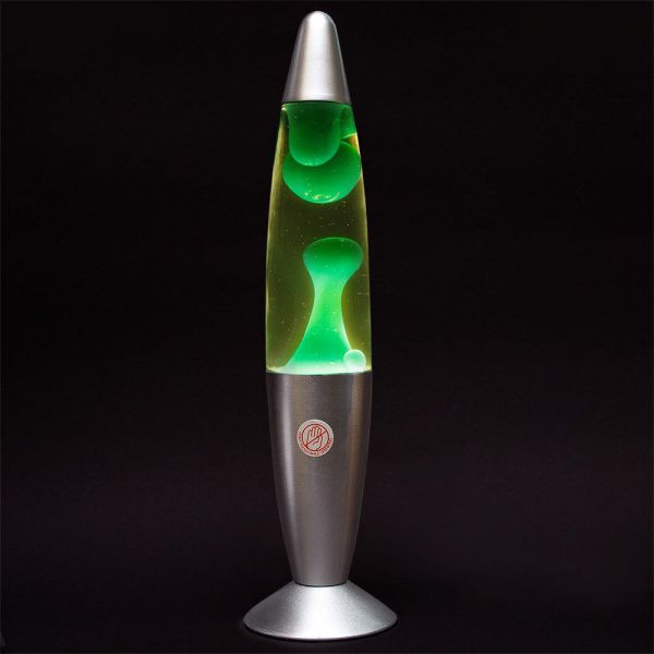 Лава лампа восковая "Зеленые капли", корпус серебро 41см