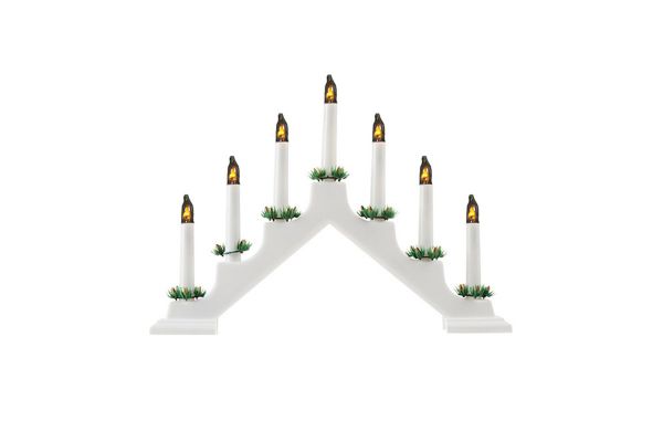 Светильник рождественская горка белая с 7 мерцающими свечами, пластик