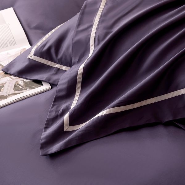 Комплект постельного белья Однотонный Сатин Премиум широкий кант OCPK033