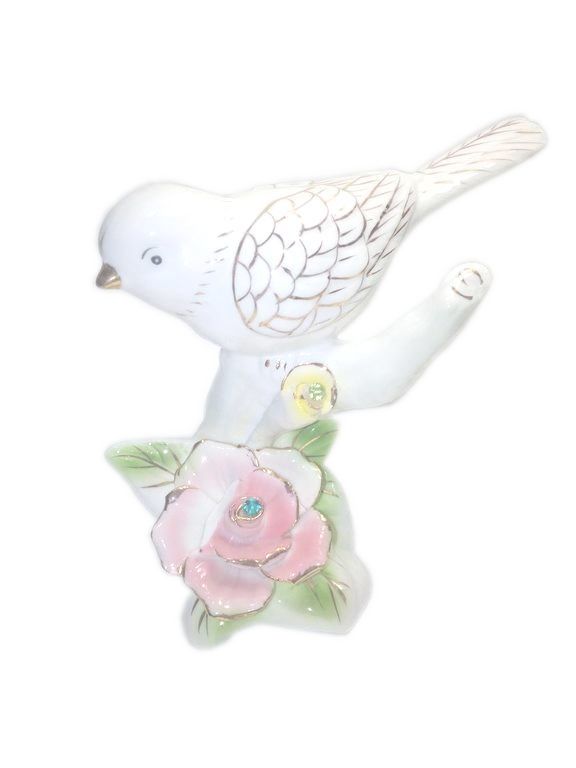 Фигура "Птичка с цветком" фарфор Lefard, h-15см