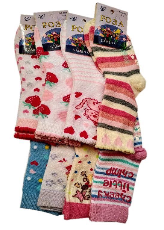 Носки детские для девочек Роза, с тормозами, 3-4 года, цвет в ассорт.