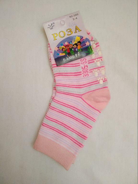 Носки детские для девочек Роза, с тормозами, 3-4 года, цвет в ассорт.