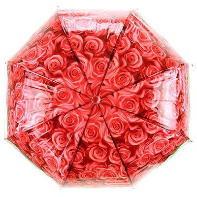 Зонт-трость полуавтомат "Розы", красный