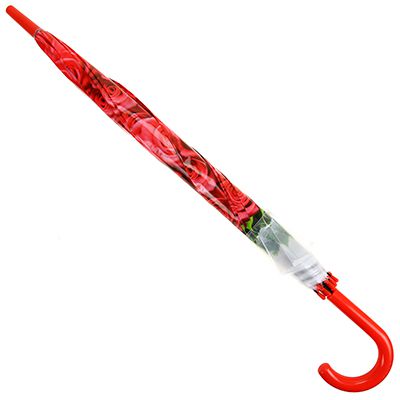Зонт-трость полуавтомат "Розы", красный