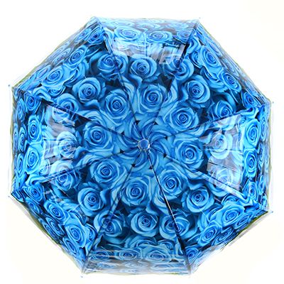 Зонт-трость полуавтомат "Розы", синий