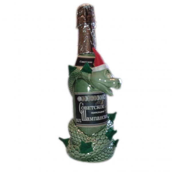 Штоф подарочный Дракон на бутылке керам. Символ 2024