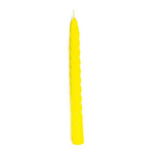 Свеча столовая витая 25 см желтая