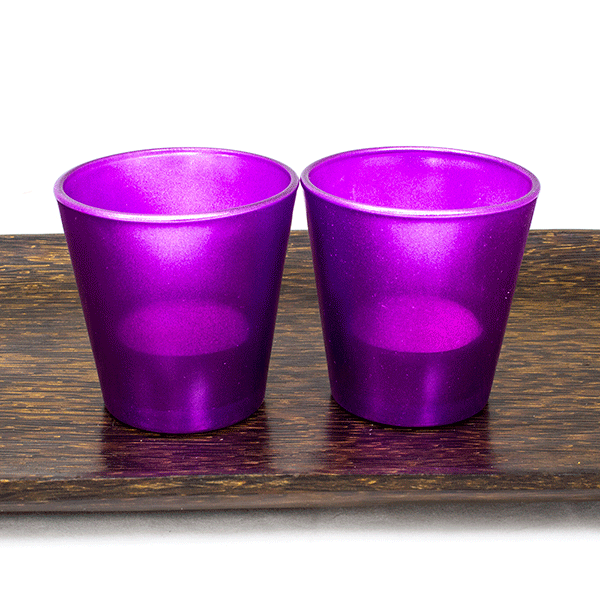 Свечи в стакане набор 2 шт. 6 см, цвет фиолетовый