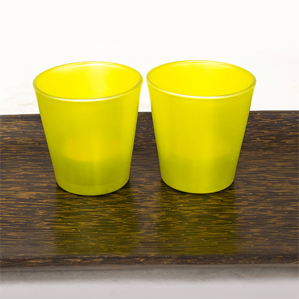 Свечи в стакане набор 2 шт. 6 см, цвет желтый