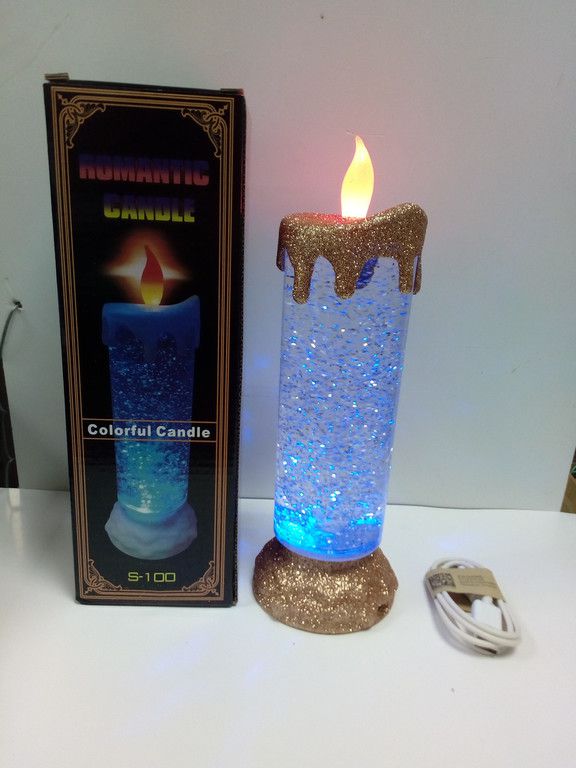 Светильник LED Свеча со снегом (romantic candle) золото
