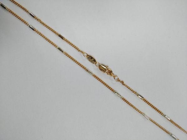 Цепочка на шею панцирное плетение со вставками, двухцветное золото, 49 см