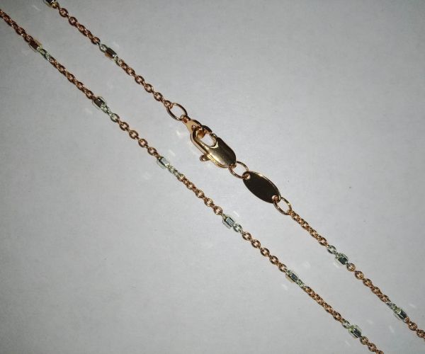 Цепочка на шею якорное плетение, двухцветное золото, 50 см Fallon Jewelry
