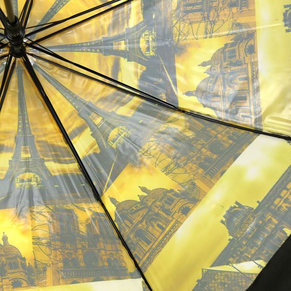 Зонт-трость полуавтомат "Города", "Париж черный", 8 спиц, ПВХ