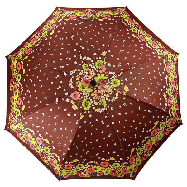 Зонт механический "Полюшко", 3 сложения, цвет корич.